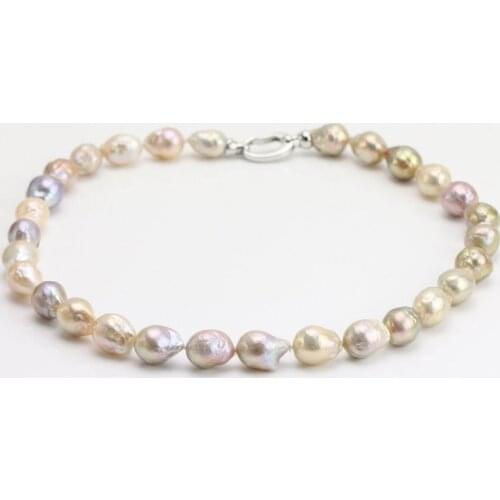 Unique Pearls jewellery Store,Multicolor Baroque Pearl Necklace,10-12mm Freshwater Pearl Jewelry,Charming Mom Gift
