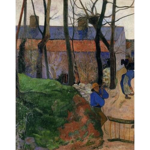 High quality Oil painting Canvas Reproductions Houses in le Pouldu (1890) by Paul Gauguin hand painted