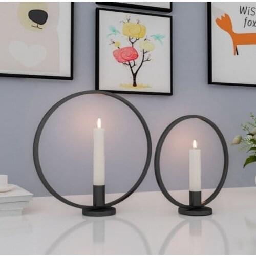 1Pcs Round Candle Holder Metal Iron Candlestick Party Wedding Dining Centerpiece Table Ornaments Decorative Home Decor