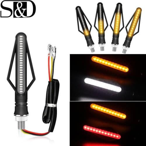 Motorcycle LED Turn Signal Lights Motorbike Indicator Lamps License Plate DRL Moto Flasher Tail Brake Bulbs White Yellow Red