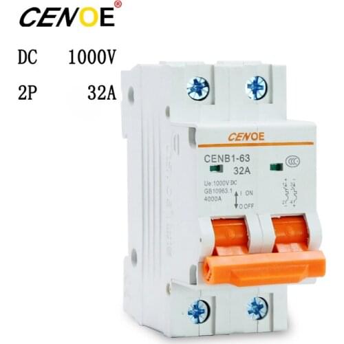 2P 32A DC 1000V Circuit breaker MCB used for solar photovoltaic power generation