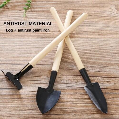 3pcs Mini Portable Gardening Tool Plant Gardening SoiL Loosening Tool Set Potted Plant Spade Spade Rake Wooden Handle Tool Set