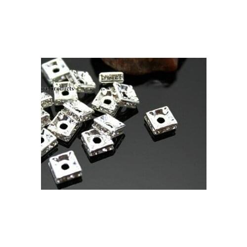 7mm 20pcs/lot Square silver spacer Loose Bead Spacer Beads Connectors for DIY Jewelry Making bracelet fdg4