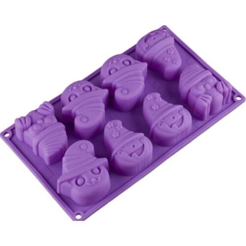 8 hole Halloween styling hooded pumpkin silicone cake mold baking DIY handmade soap mould