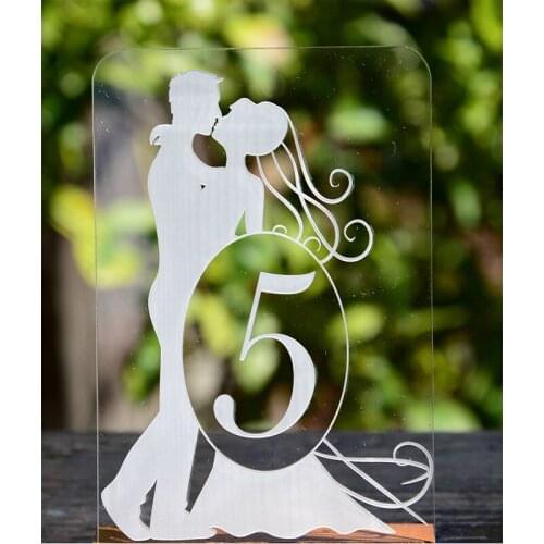 Beautiful Silhouette Wedding Acrylic Table Numbers with Wood Holder Personalized Wedding Table Signs Wedding Party Decor