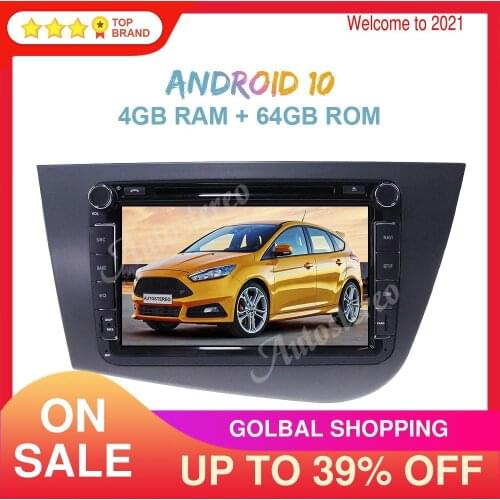 Android 10.0 4+64GB Car DVD Player Multimedia Player GPS Navigation For SEAT Leon 2005-2012 Auto Radio Stereo Head Unit Screen