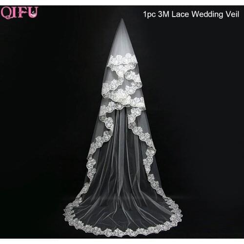QIFU White Single Layer Lace Wedding Veil Wedding Decoration Rustic Wedding Party Team Bride To Be Decoration Tulle Organza