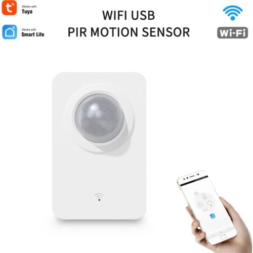 Tuya WiFi Smart PIR Motion Sensor USB Power Wireless Infrared Detector Security Burglar Alarm Sensor Smart Life Tuya APP Control