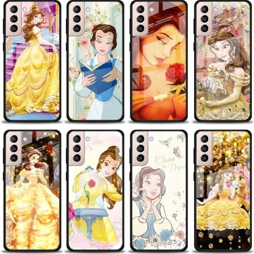 Disney Belle Princess Tempered Glass Cover For Samsung Galaxy S21 Plus Ultra M21 M31 M51 A52 A72 Phone Case Coque