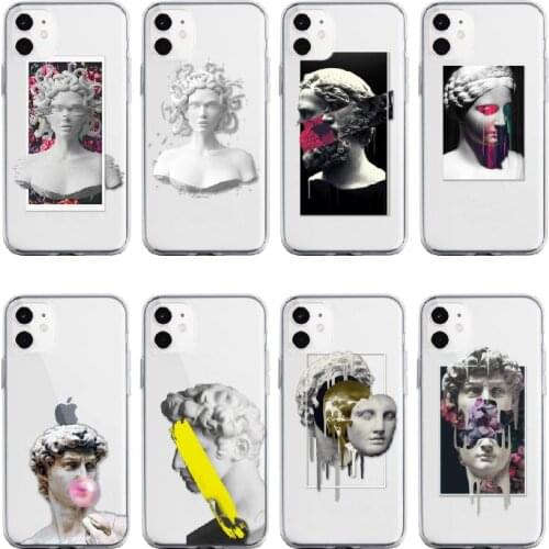 David Michelangelo Medusa Roman Statue For iPhone 11 Pro 7Plus 7 6S 8 8Plus X XS Max XR Soft Clear TPU Phone Case Cover Fundas