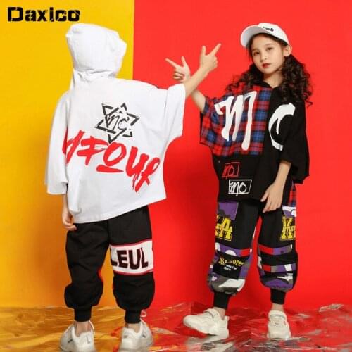 Children Hip-hop Dance Costume Hoodie Jogger Pants T Shirt Kids Jazz Dance Wear Boy Ballroom Dancing Suit Girl Loose Tracksuit