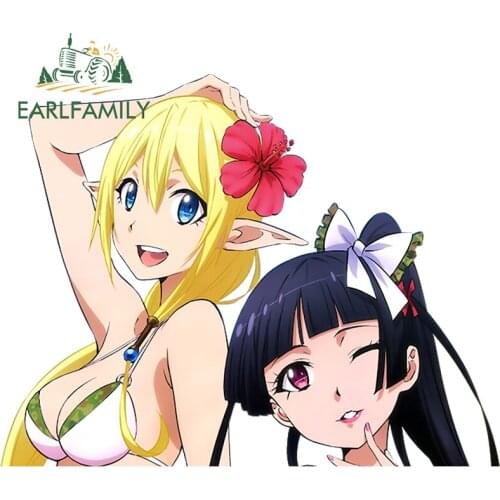 EARLFAMILY 13cm x 10.2cm for Gate Jieitai Kanochi Nite Kaku Tatakeri Cartoon Motorcycle Anime Laptop Car Stickers Windows Decal