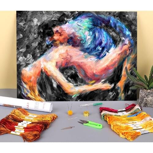 Oil Painting Style Printed 11CT Cross-Stitch DIY Embroidery Set DMC Threads Hobby Sewing Craft Handicraft Different Stamped