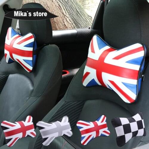 Car Neck Pillow Union Jack Seat Neck Headrest Pillows Car-styling For mini cooper F54 F60 F55 F56 F57 R61 R60 R59 R58 R57 R55