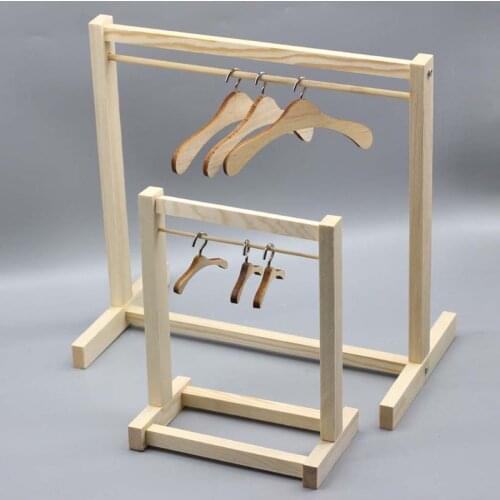 Doll Wooden Clothes Rack Garment Organizer Hangers for Dolls Handbag Clothes