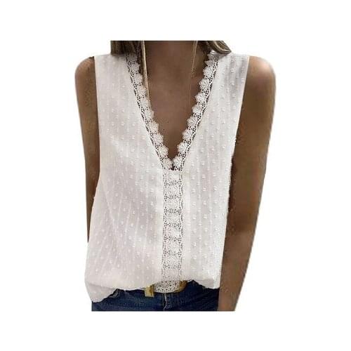European Style Woman Tank Top Lace Summer Sleeveless Female Tee Top V-neck Woman Camis