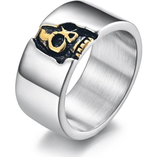 Megin D Hot Sale Punk Vintage Personality Skull Titanim Steel Rings for Men Women Couple Friend Fashion Design Gift Jewelry