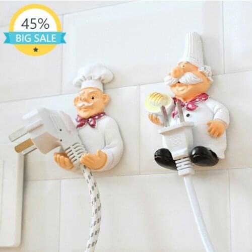 Cute Funny Power Plug Hook Hold Cook Fat Chef Wall Decorative Hooks Decor Organiser for Home Kitchen Garden, Garage Organizing