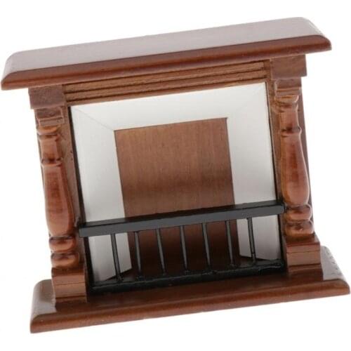 Dollhouse Miniature Furniture 1/12 Scale Wooden Fireplace for Dollhouse Living Room Decorations