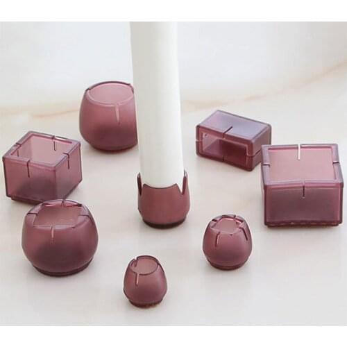 1Pc PVC Furniture Leg Cover Table Chair Round Square Feet Pad Mat Anti-slip Felt Bottom Floor Protector Furniture Cups