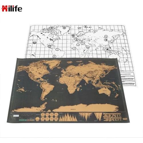 Wall Stickers Big Size Personalized Journal Travel Erase Black Map Poster 1PC New Deluxe Edition Scratch World Map Home Decor