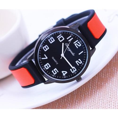 New high quality young men boys cool Contrast color sport silicone quartz wristwatch students digital waterproof electric watch