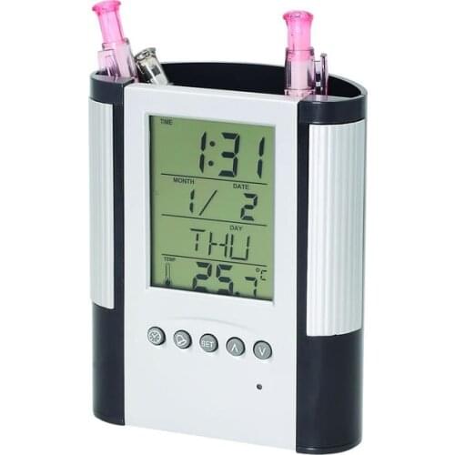 Factory multifunctional pen holder perpetual calendar clock creative office supplies electronic perpetual calendar pen holder