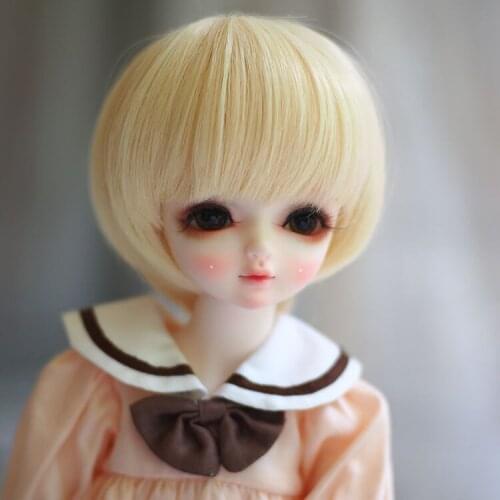Newest Style 1/3 1/4 1/6 Bjd Wig High Temperature LOVELY Blonde Colors Short Straight Doll Wig SD BJD hair Wire