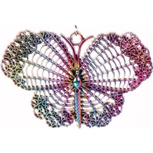 10pcs Rainbow Color Alloy Hollow big Butterfly Pendant charms for Necklace DIY Butterflies Jewelry Accessories Women Girl gifts