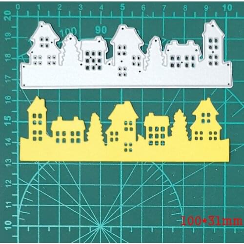 A Row Christmas House/Xmas Tree Metal Cutting Dies For Stamp Scrapbooking Stencils DIY Paper Album Card Decor Embossing 2020 New