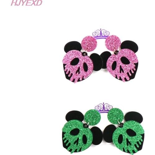 1pair) Acrylic Poison Apple Skull Dangle Earrings Halloween Party Gift Snow White 7 Laser Cutout Acrylic Earrings
