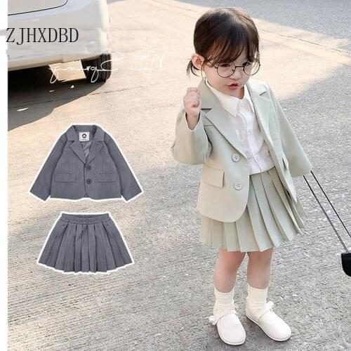 12M-8Y School Suits for Baby Girl Formal Wear Cotton Girls Suits Kids Blazers Girls Suits Toddler Costume Children Clothing Sets