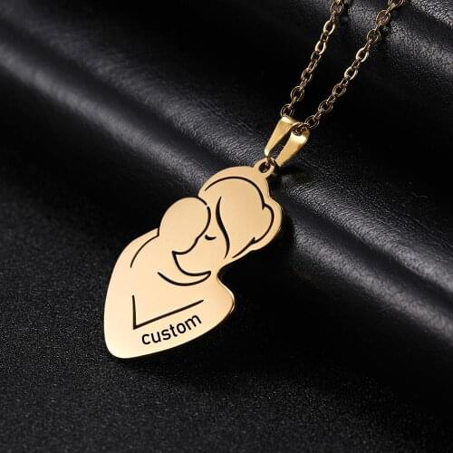 Skyrim Personalized Name Family Pendant Necklace Mom Dad Child Nameplate Custom Stainless Steel Choker Chain Necklaces Jewelry