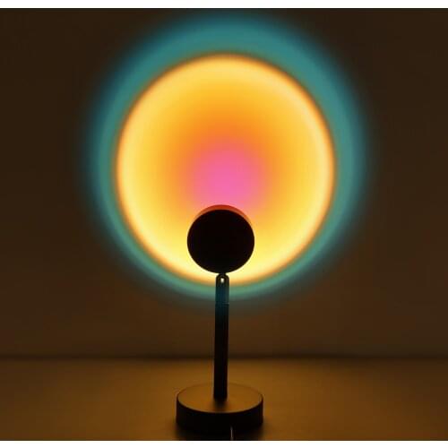 Led Night Light USB Button Rainbow Sunset Projector Lamp Led Desk Lamp for Bedroom Bar Coffee Store Wall Background Lighting