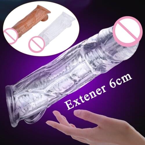 21CM Penis Extender Sleeve Delay Ejaculation Reusable Condoms Erotic Toys Intimate Goods Sex Toys for Men