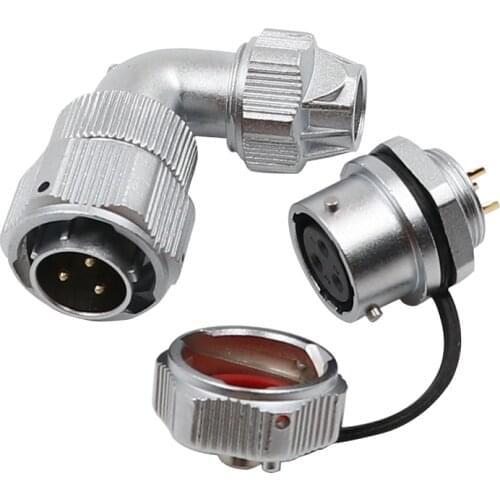 WY16 TU/ZM Right Angle Metal Electrical Adapter 2 Pin 3Pin 4Pin 5Pin 7Pin 9Pin 10Pin Screw Panel IP68 Waterproof M16 Connector