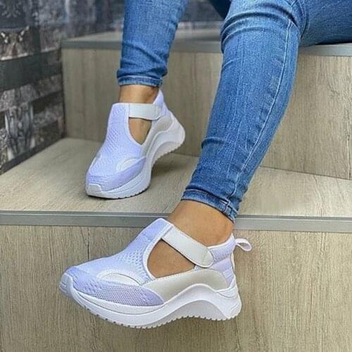 New Autumn Women Platform Sneakers Ladies Brand Running Shoes Girls Thick Bottom Sneakers Genuine Mesh Trainers Flat Shoes White