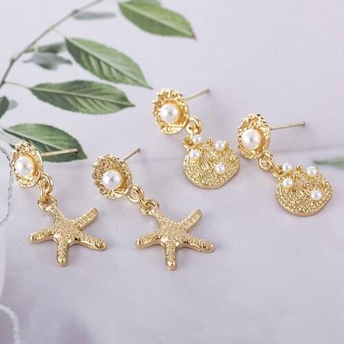 The new shell pearl earrings web celebrity paragraphs with eardrop street snap female earrings jewelry accessories