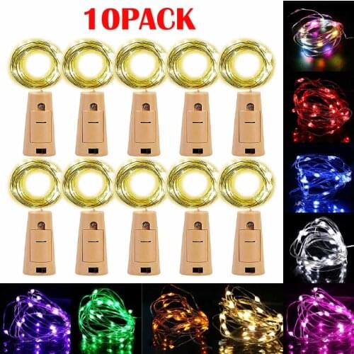 10 PCS Battery powered cork bottle light 2m LED light bar light birthday party wine bottle stopper light bar (With battery)