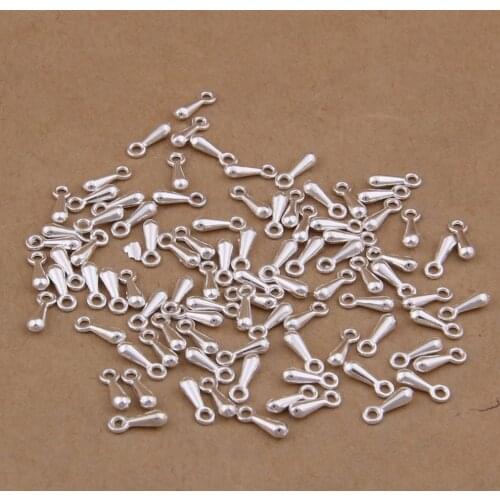 100pcs Gold/Rhodium/Antique Bronze Metal Water Drop End Beads 3*8mm Extender Chain Pendant Supplies For DIY Jewelry