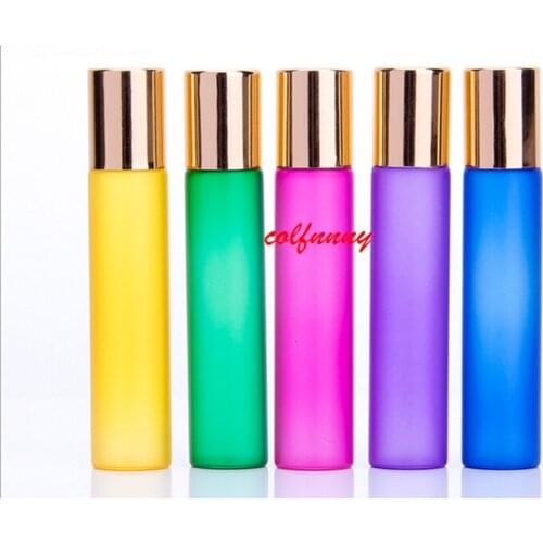 1000pcs Fast Shipping 10ml Glass Roll On Bottle with Stainless Steel Roller Ball Small Essential Oils Refillable Sample Bottle