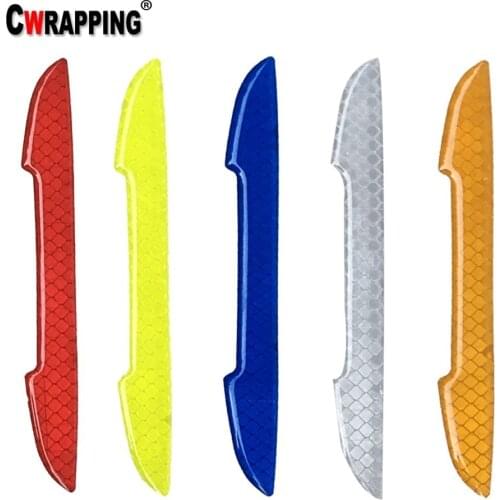 4 Pieces/pack Car Door Bumper Sticker Warning Safety Mark Side Rear Scratch-proof Reflective Tape Auto Anti-collision Strip