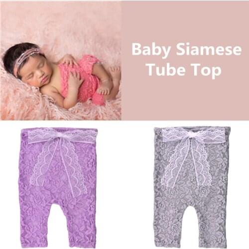 6 Colors Baby Lace Photography Clothes Newborn Elastic Siamese Tube Top Infant Photo Props