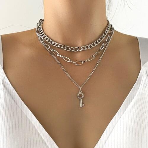 Aprilwell Gothic Pendant Necklace For Women Aesthetic Layered Lock 2021 Cuban Link Chain Pulseras Jewelry Sets Gift EGirl