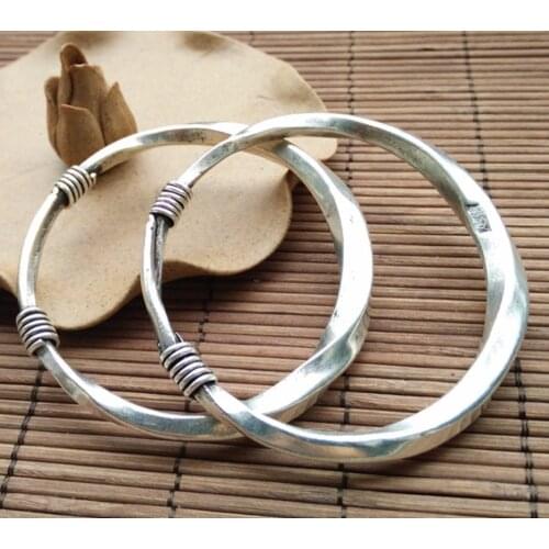 Hot sell new - Wholesale -hot >> 2pc (a pair) charming National characteristics Handmade Miao Silver head Bracelet style