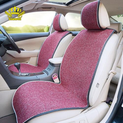 ROWNFUR New Automobiles Seat Covers Universal Cars Truck Driver Seat Cushion Flax Mats Protect Car Seat Interior Accessories Set