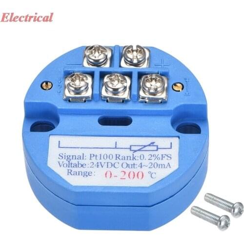 1pc PT100 Temperature Sensor Transmitter 24V DC 4-20mA 0℃ to 200