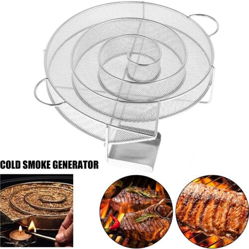 Wood Chip Smoking Box Smoker Steel Barbecue Grill Smokers Salmon Bacon Fish Mini Apple Wood Dust Hot Cold Smoke Generator