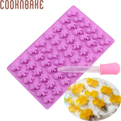 COOKNBAKE Gummy Candy mold dinosaur silicone mold for Chocolate Cake Decorating Tool sugar candies mould with Dropper