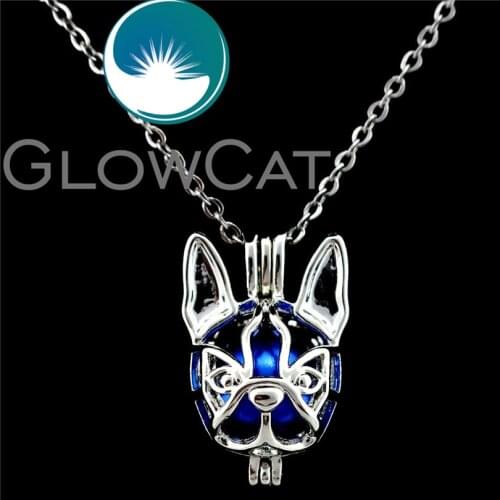 GLOWCAT K690 Boston Terrier Puppy Beads Cage Essential Oil Diffuser Aromatherapy Beads Cage Locket Necklaces Jewelry Supplies